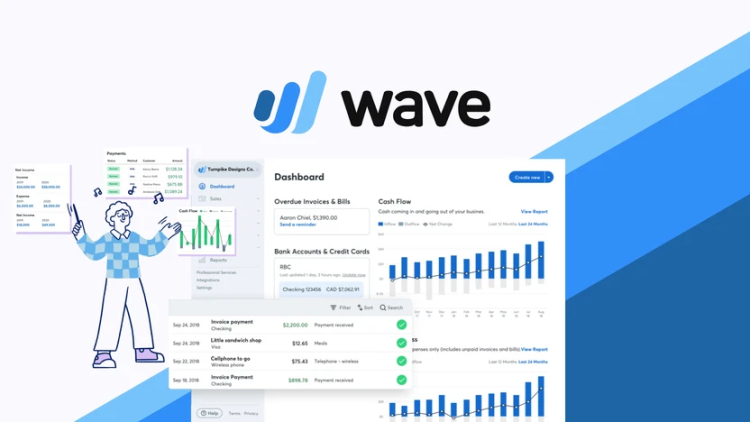 Is invoicing automated in Wave Accounting? How can freelancers efficiently handle both invoicing and financial records for clients?