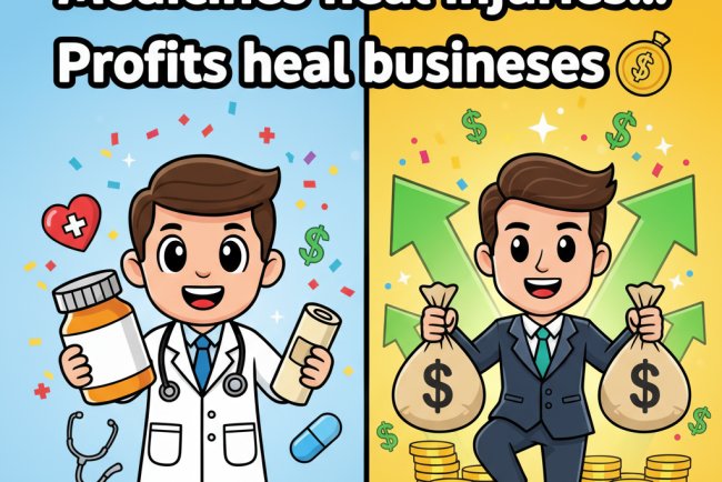 Medicines might heal injuries... but businesses are healed by profits
